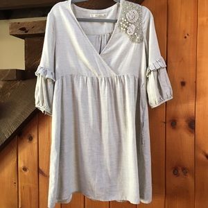 Zara Basic solid light grey dress with jewels